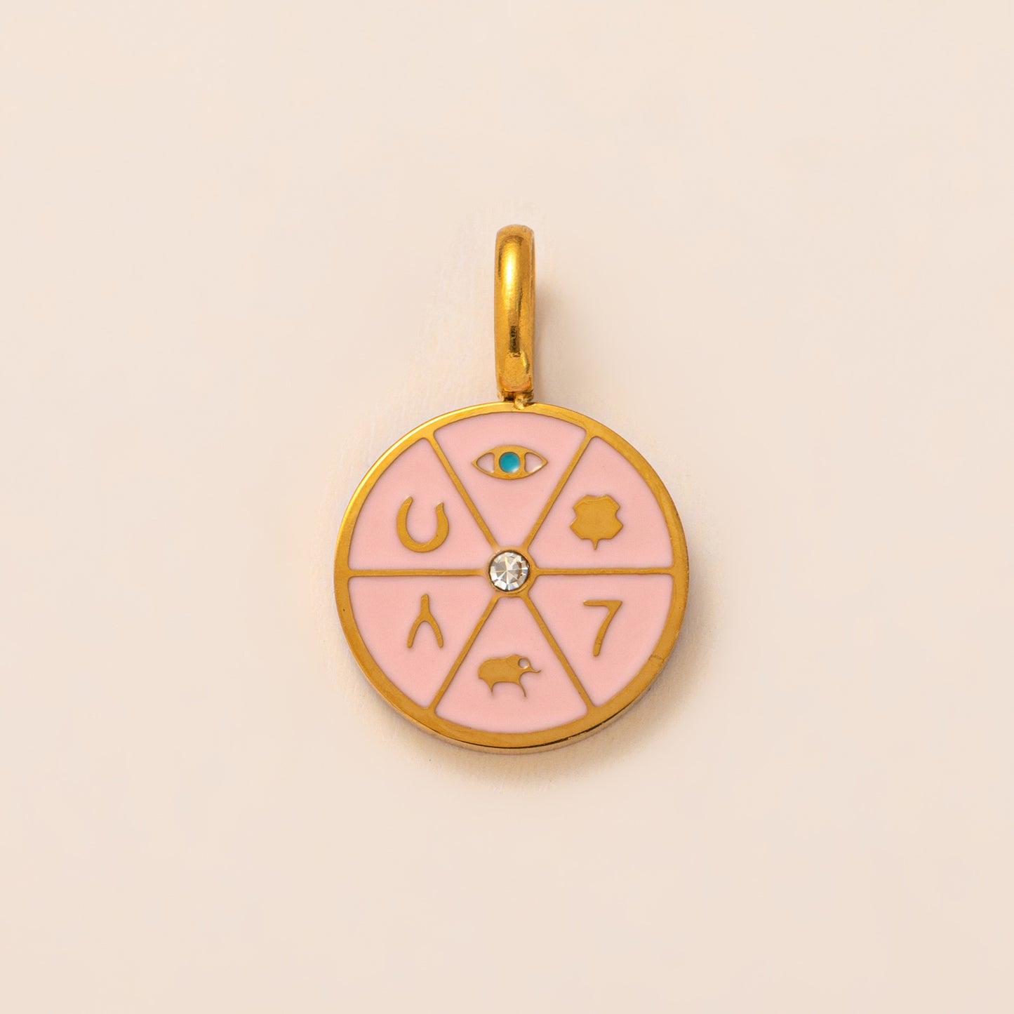 Collana da Bar con Ciondoli Geometrici a Stella e Cuore in Acciaio al Titanio Placcato Oro 18K Vintage Unisex