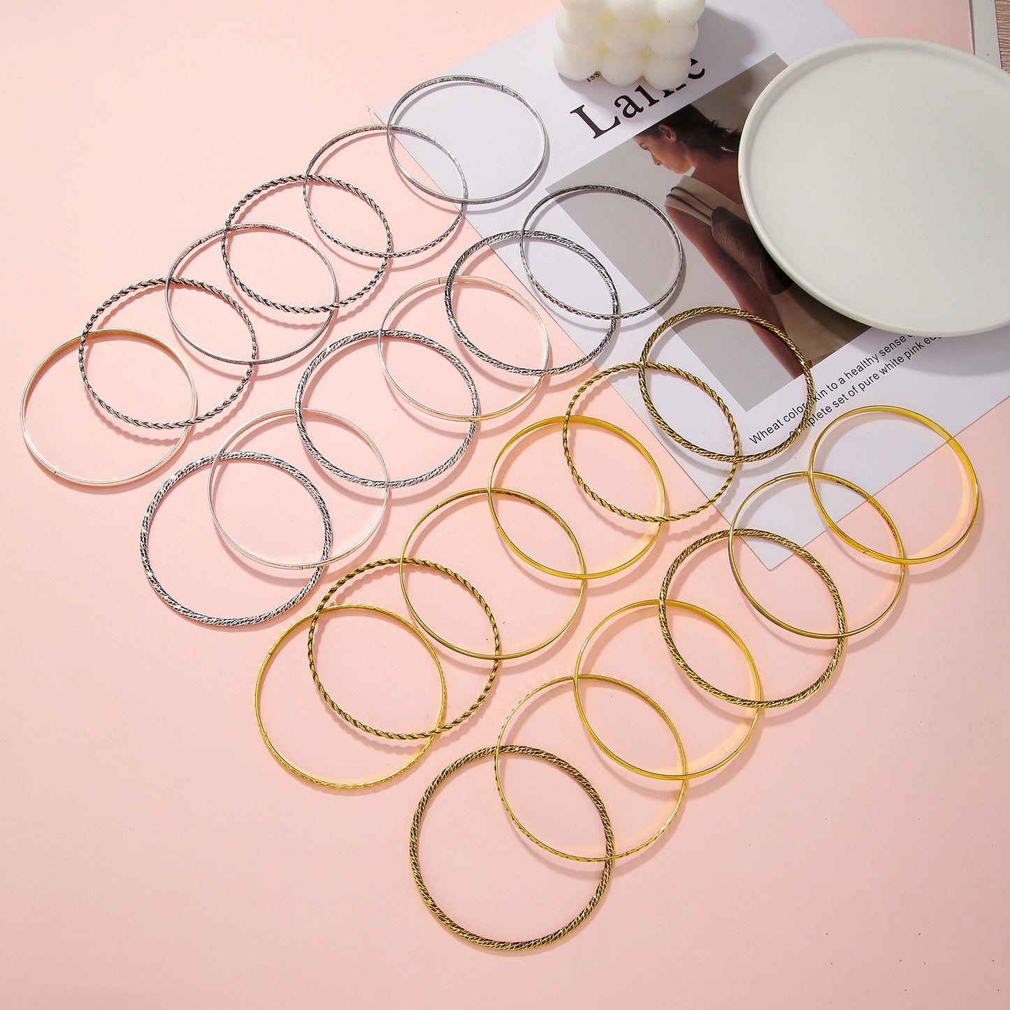Vintage Bohemian Ethnic Round Geometric Gold Plated Alloy Bracelet Set for Women