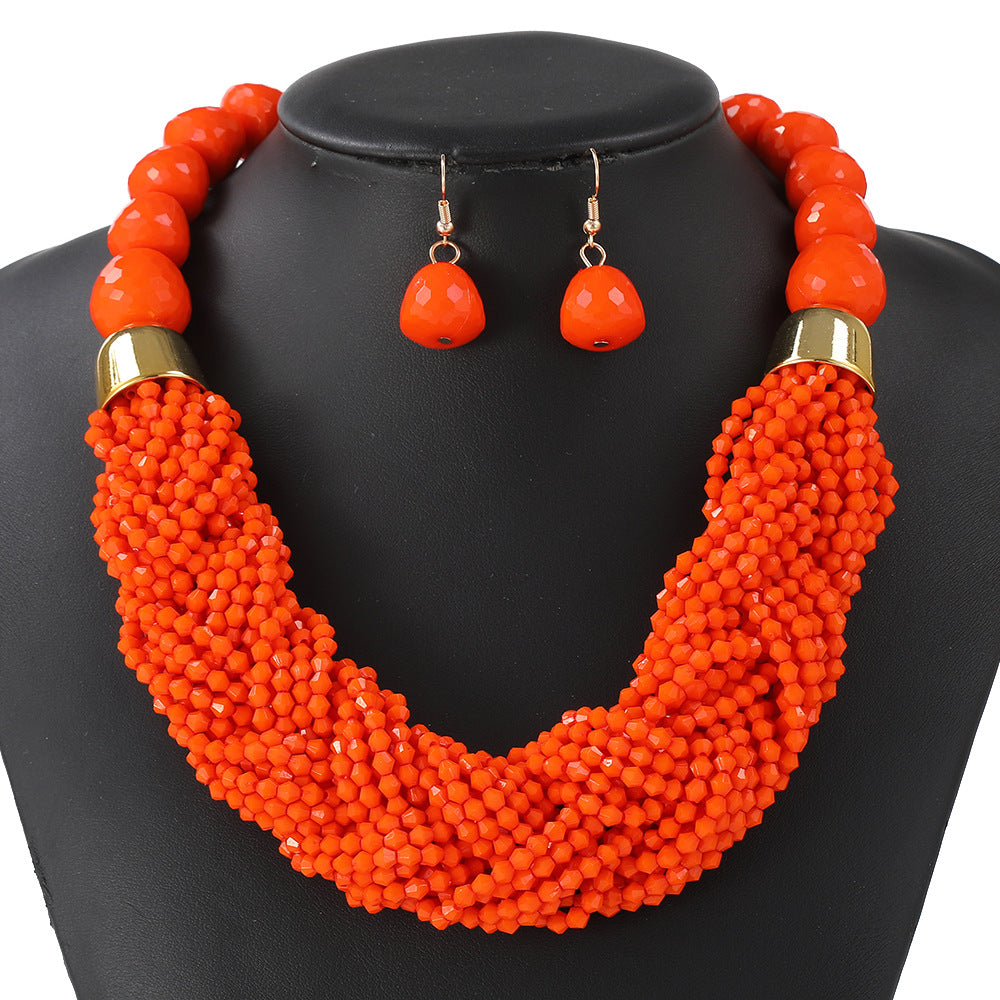 Set di collane statement multi-strato in stile boho chic con perline, ciondolo in resina a trama intrecciata e motivo a nuvola, per donna