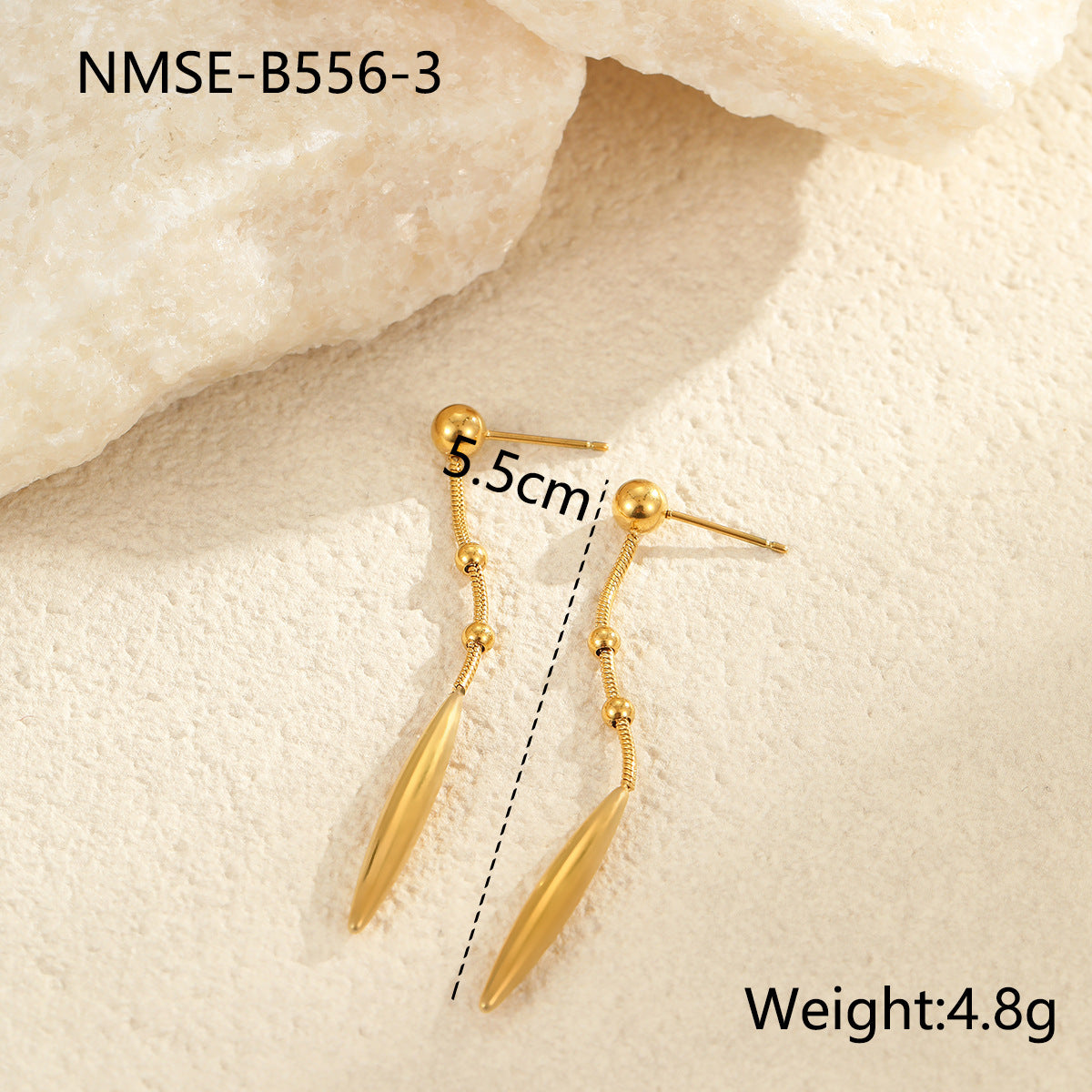 Minimalist Titanium Steel Drop Earrings with Geometric Shape and Plated Finish for Women