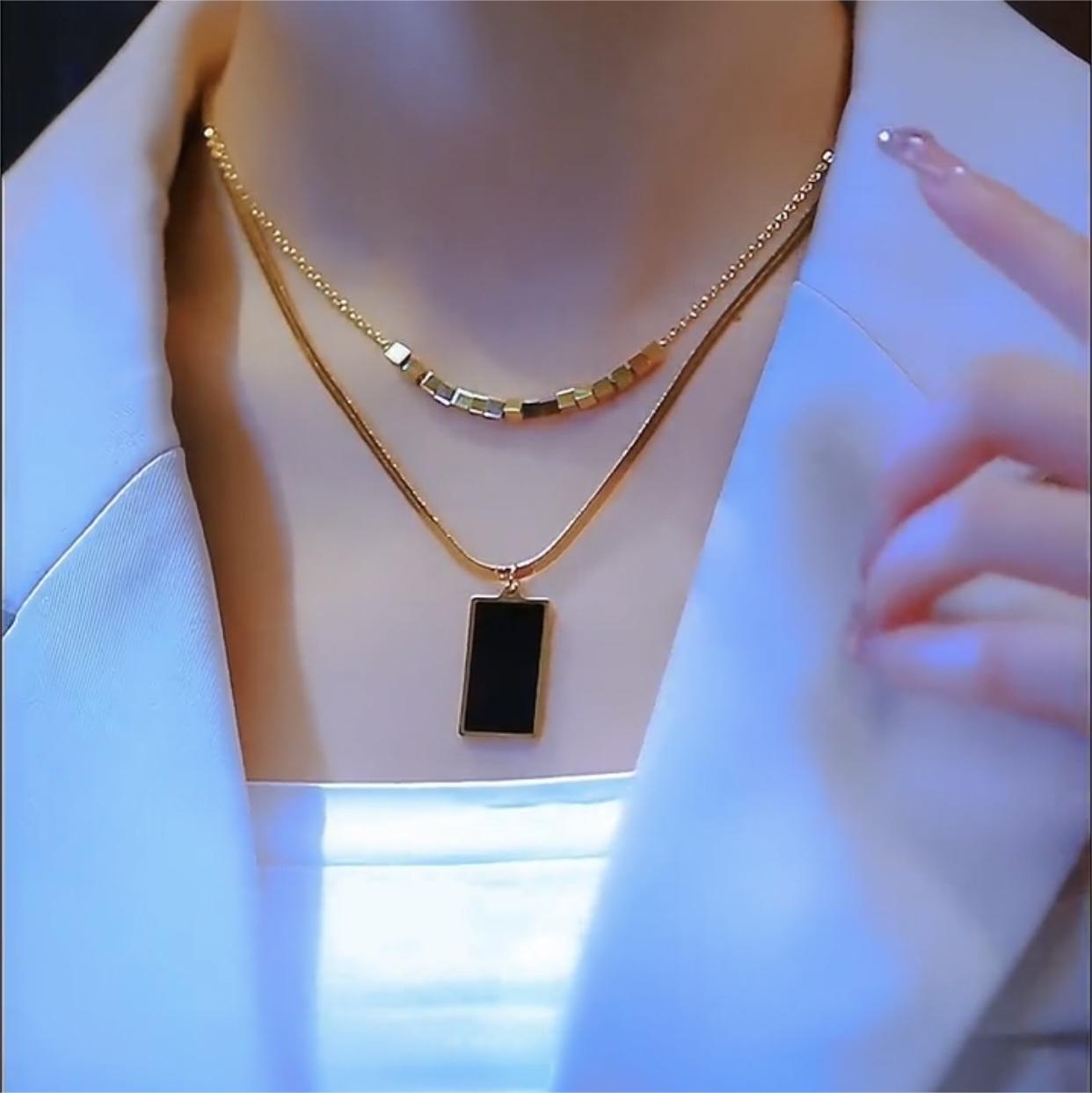 Elegant Minimalist Water-Drop Shaped Titanium Steel Necklace with Snake Chain for Women, Hypoallergenic and Fade-Resistant