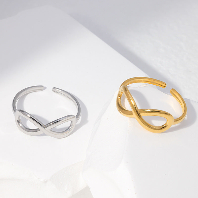 Sweet Minimalist Bowknot Titanium Steel Adjustable Ring for Women with Plated Finish