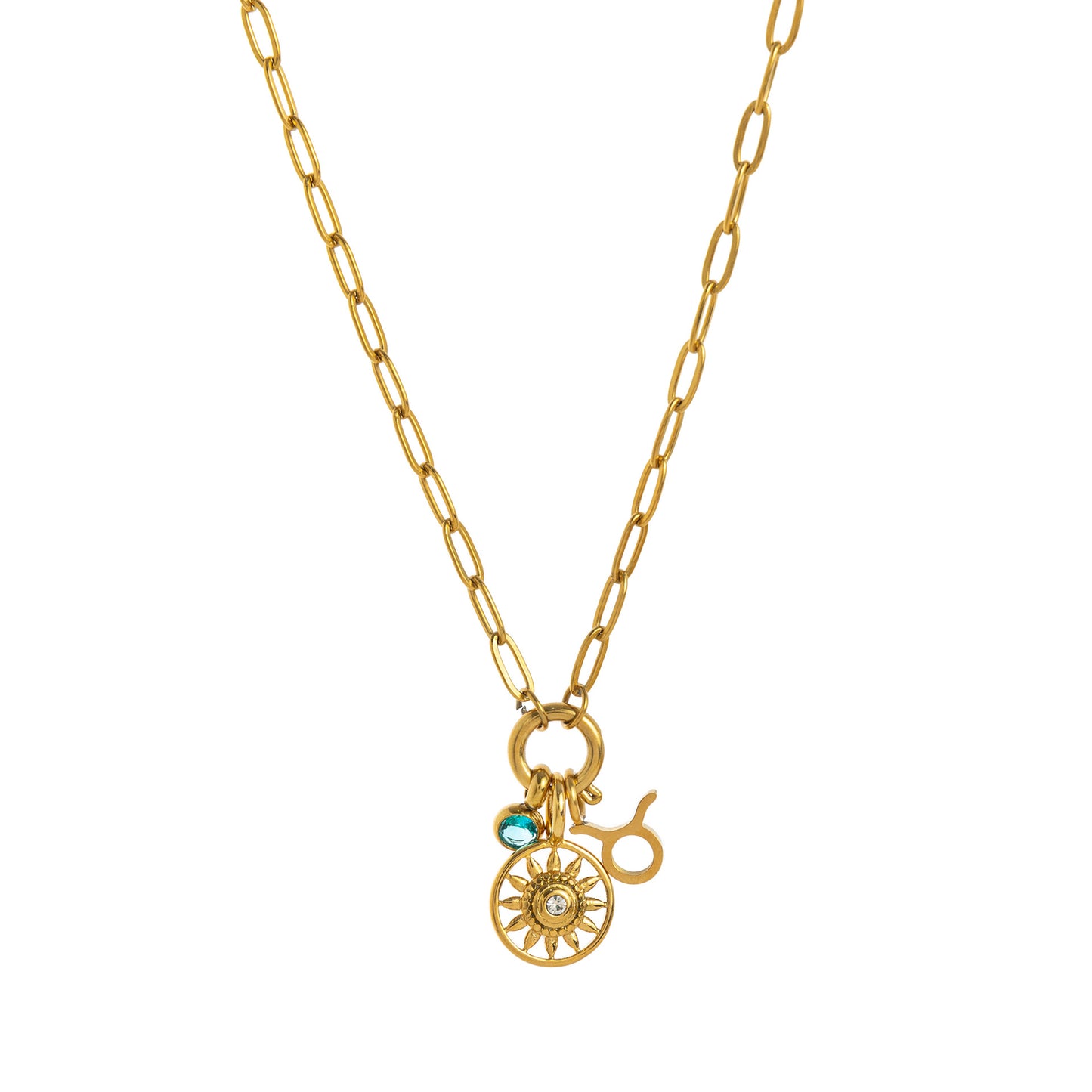 Minimalist Geometric Animal Stainless Steel 18K Gold Plated PVD Cubic Zirconia Charm Bar Necklace