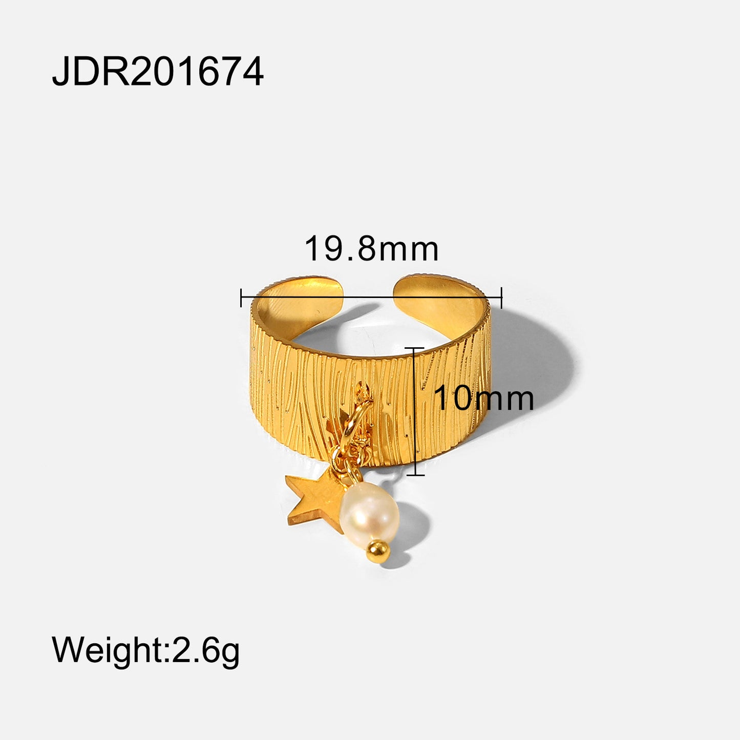 Anello geometrico in acciaio inossidabile con placcatura in oro 18 carati e perla per donna