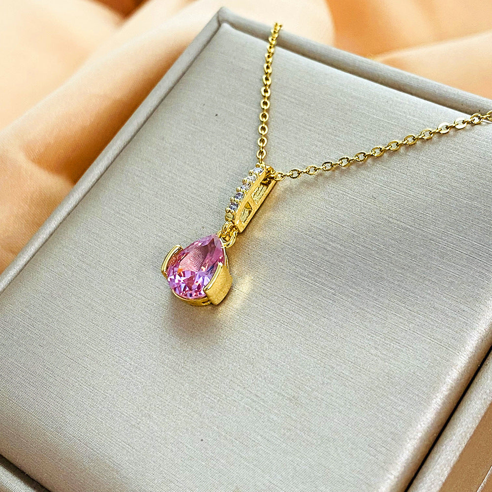 Original Design Irregular Animal Shape Rhinestone-Set Titanium Steel Clavicle Necklace for Women