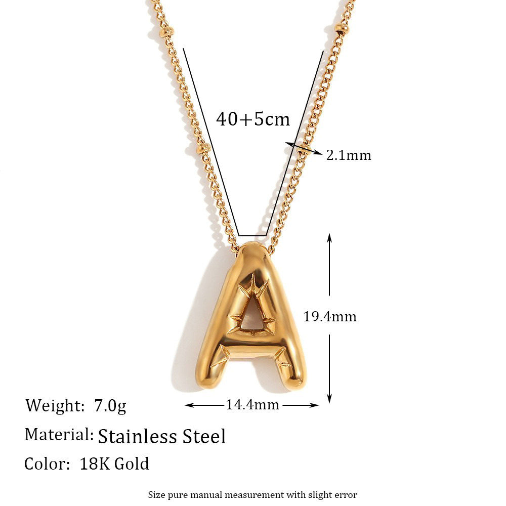 Fashionable Letter-Shaped Stainless Steel Pendant Necklace with 18K Gold Plating for Women