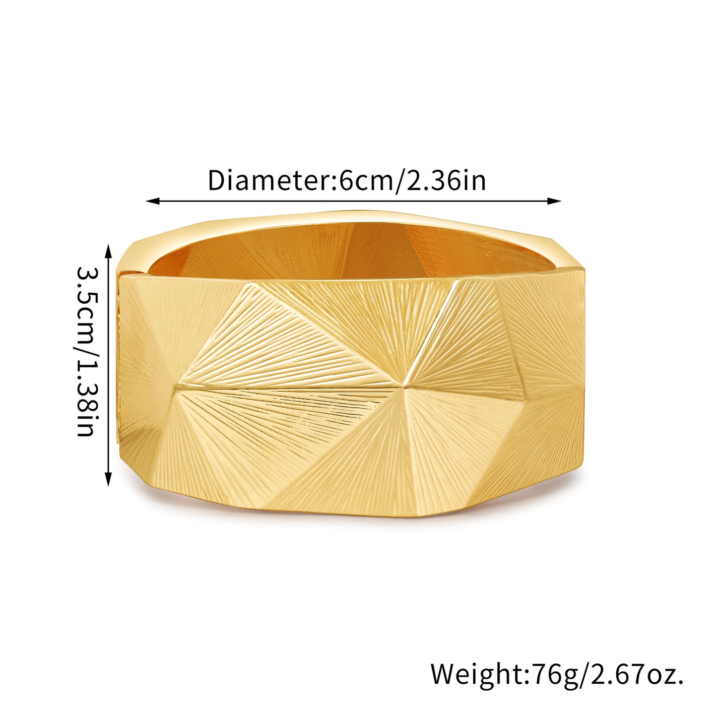 Bracciale Rigido Aperto Irregolare Geometrico da Donna in Lega con Finitura Placcata