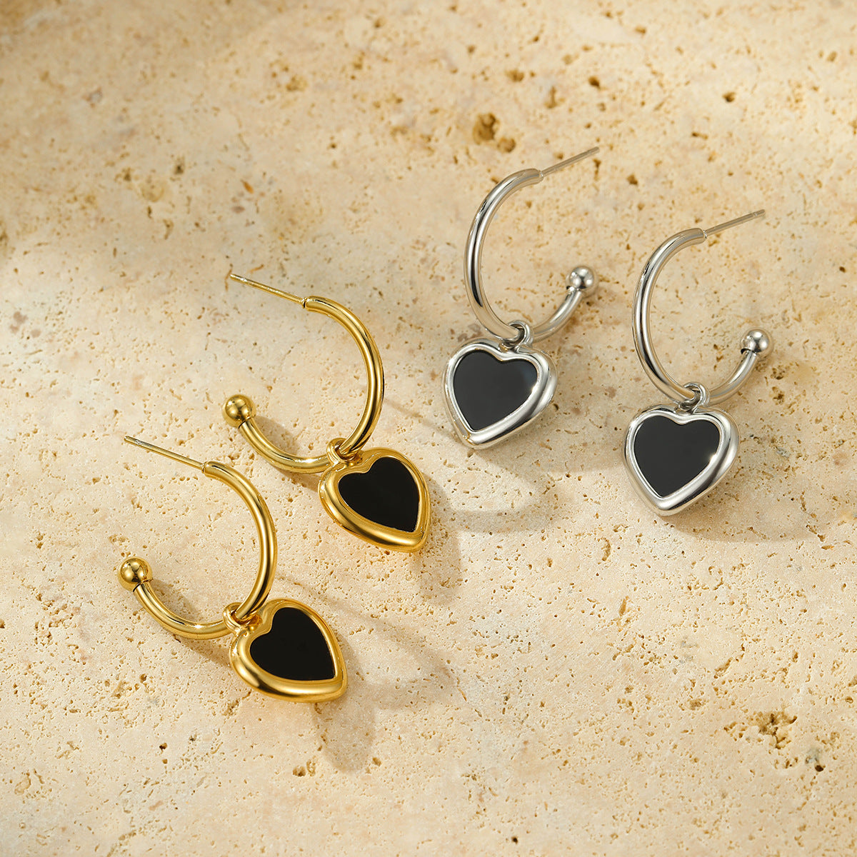 Pendientes de Acero Inoxidable con Forma de Corazón Vintage, con Acabado Chapado para Mujer, Ligeros, de Lujo, para Uso Diario