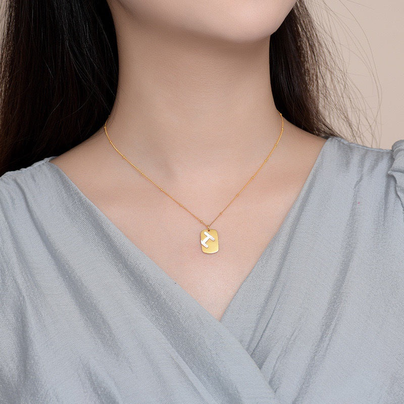Minimalist Letter H Pendant Necklace in Titanium Steel with Plated Finish for Women and Men