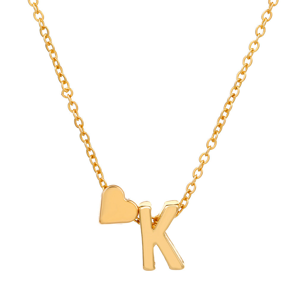 Sweet Heart Letter Alloy Plated Necklace Singapore Chain for Women
