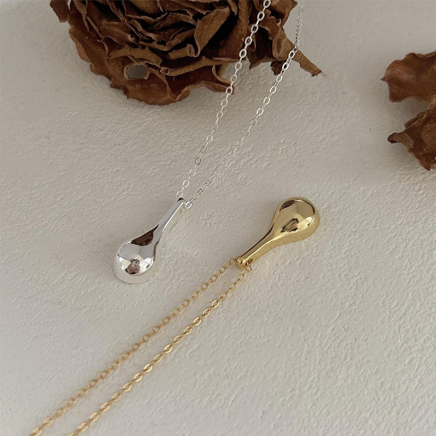 Minimalist Geometric Tulip Pendant Necklace in 925 Sterling Silver with Plated Finish