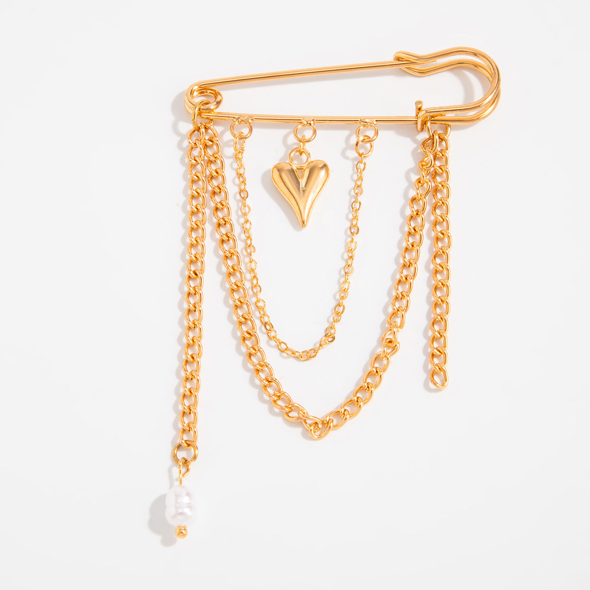 Minimalist Elegant Star Plated Iron Brooch with Tassel Chain for Women