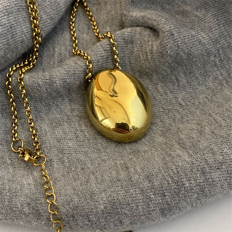 Minimalist Waterdrop-Shaped Stainless Steel Pendant Necklace with Polished Finish for Women