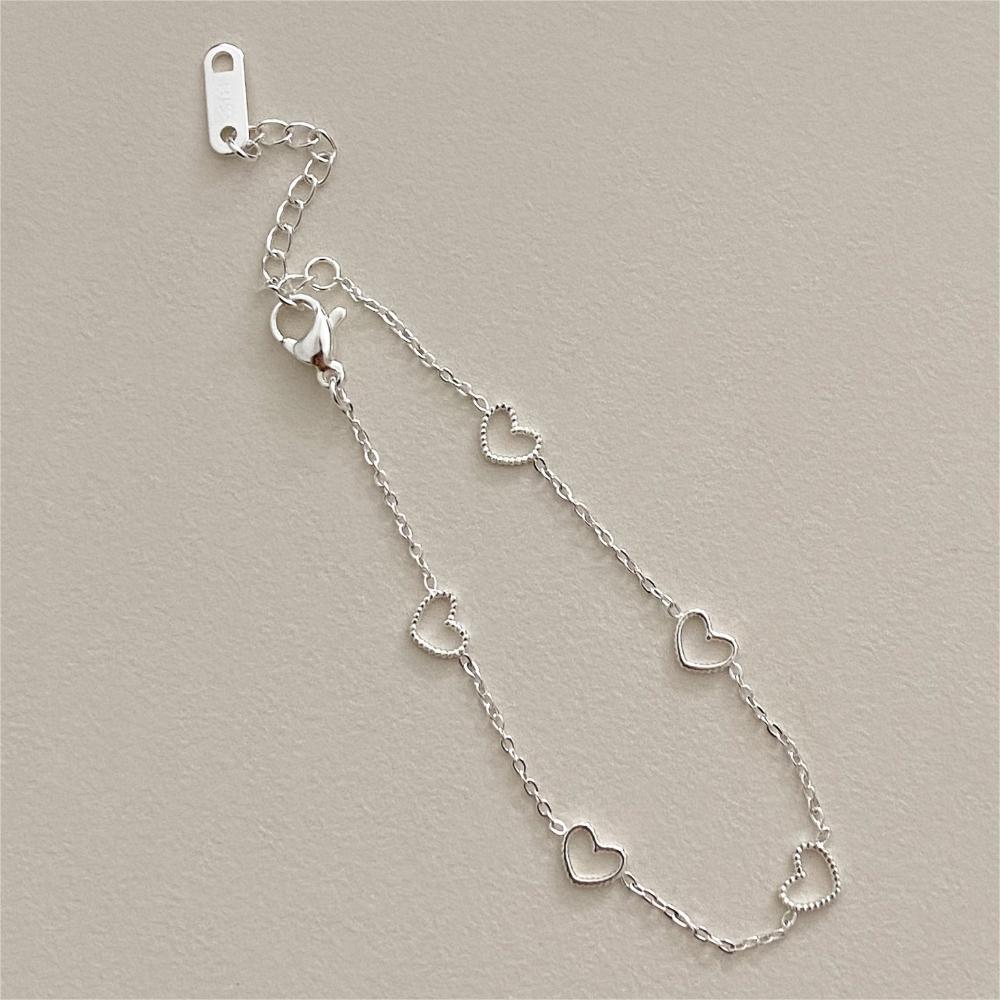 Bracciale minimalista a forma di cuore in argento sterling 925 con finitura artigianale