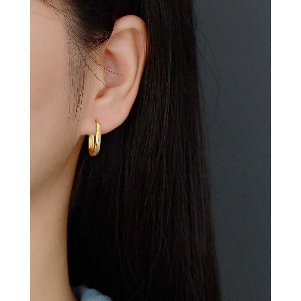 S925 Sterling Silver U-Shaped Minimalist Earrings Fashion Casual Jewelry