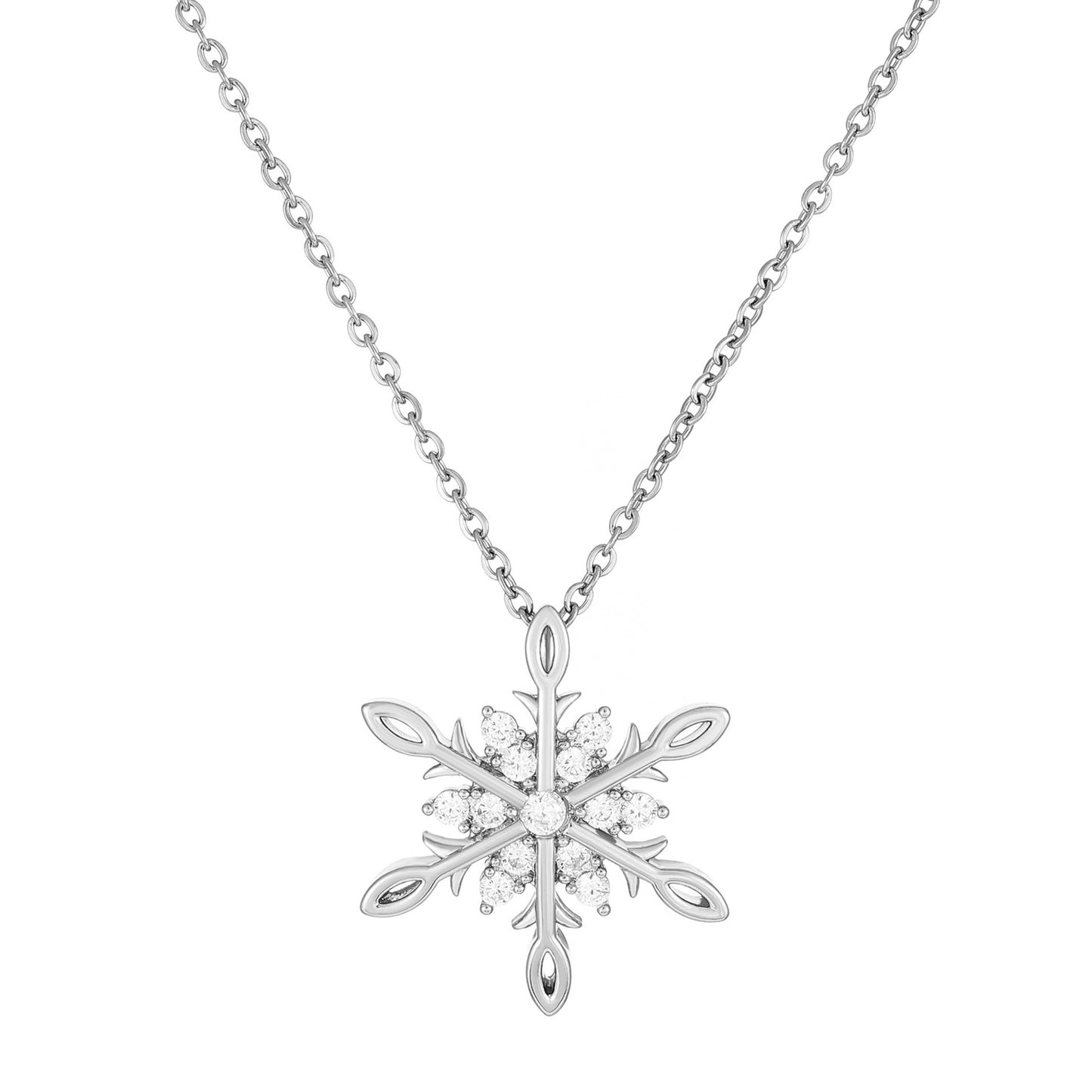 Collar de copo de nieve geométrico para mujer con incrustaciones de diamantes de imitación, cadena de aleación en estilo minimalista y moderno