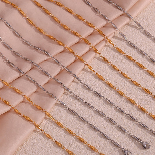 Conjunto de collar y pulsera hechos a mano para mujer de acero inoxidable chapado en oro de 18 quilates con diseño geométrico minimalista