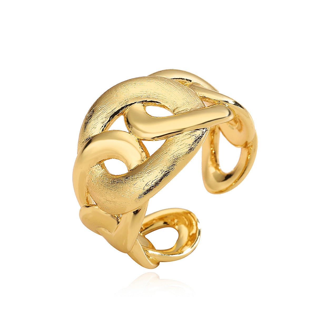 Minimalist 18K Gold Plated Geometric Brass Ring for Women