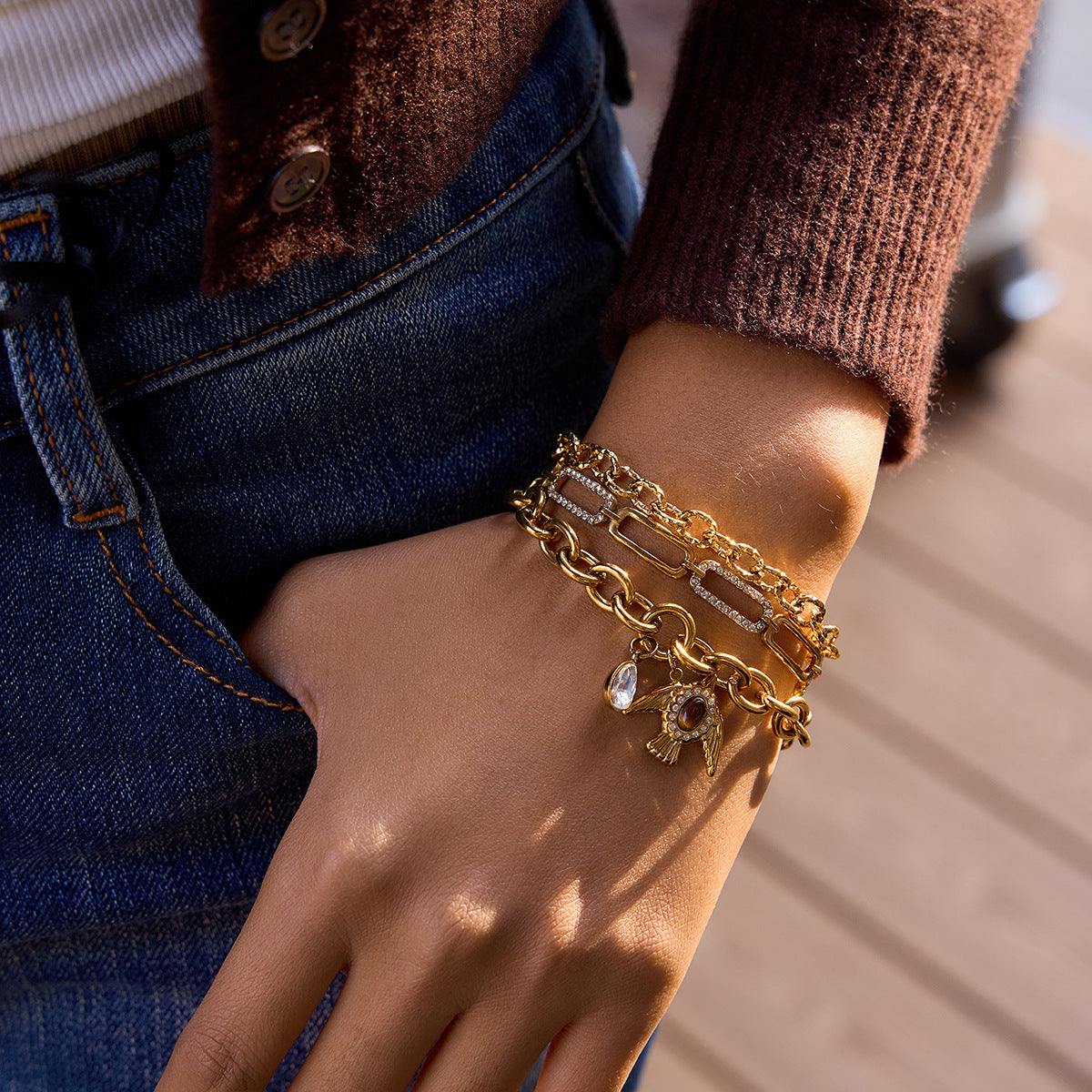 Bird Shaped Stainless Steel Plated Bracelet for Women