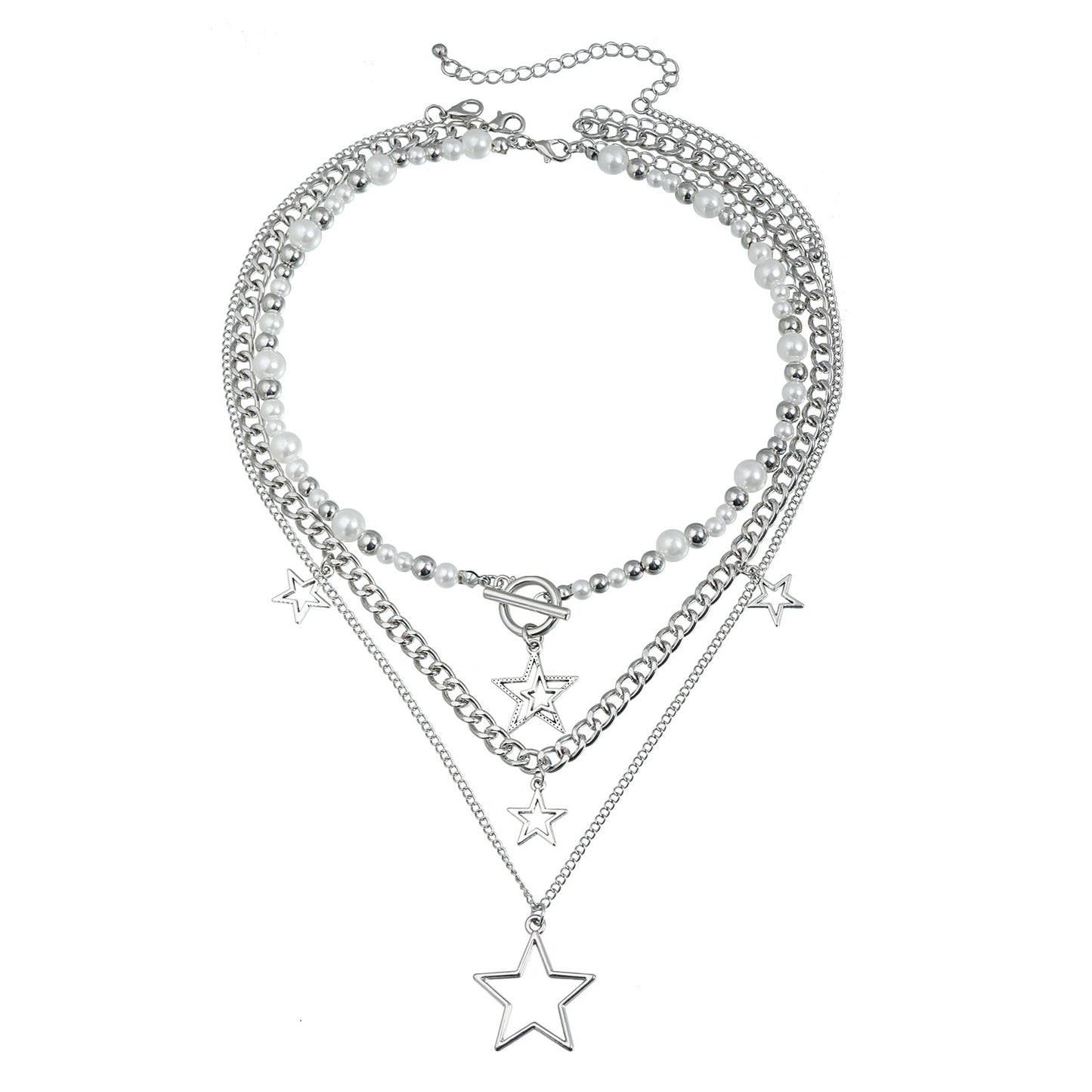 Collar minimalista con colgante de aleación en forma de estrella para mujer con acabado chapado y estilo de cadena de clavícula