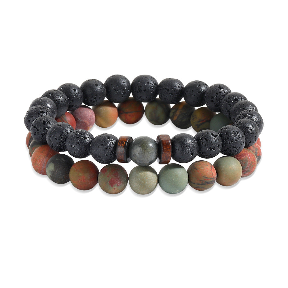 Handmade Geometric Cross Stone Beaded Bracelet Set for Unisex