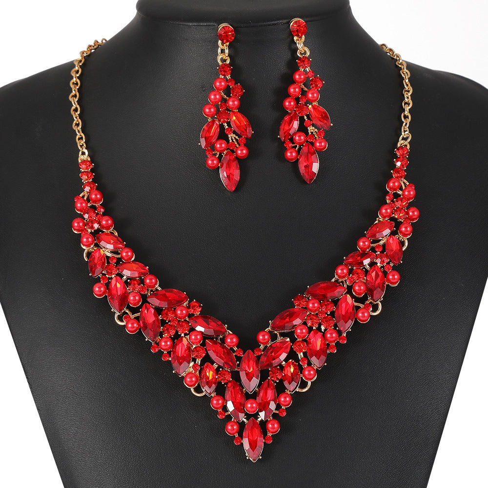 Elegant Alloy Necklace and Earrings Set with Heart Teardrop Bell Pendant, Wheat and Leaf Motifs, Plated Finish for Women