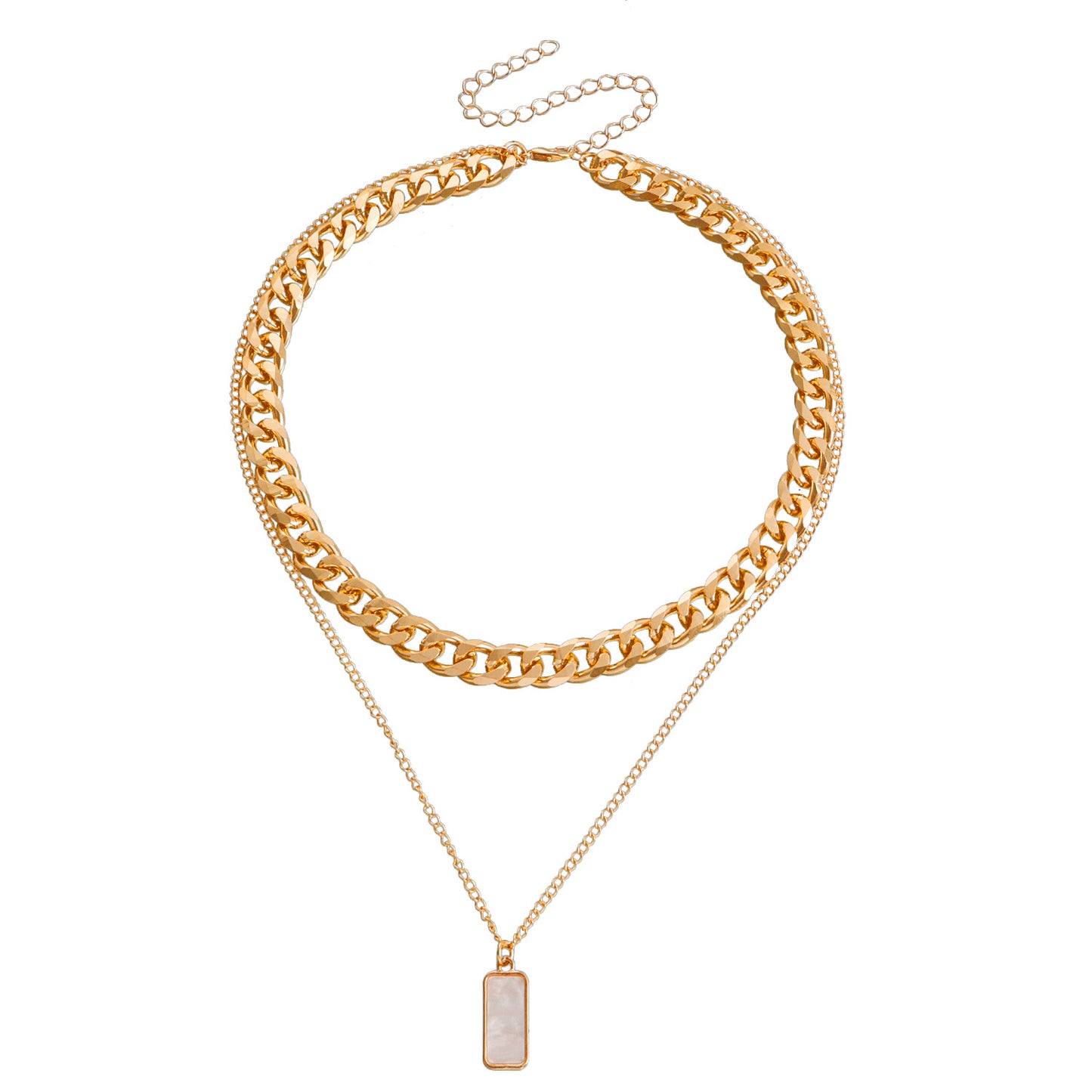 Minimalist Geometric Round Mother-of-Pearl Pendant Necklace for Women with Alloy Chain and Electroplated Finish