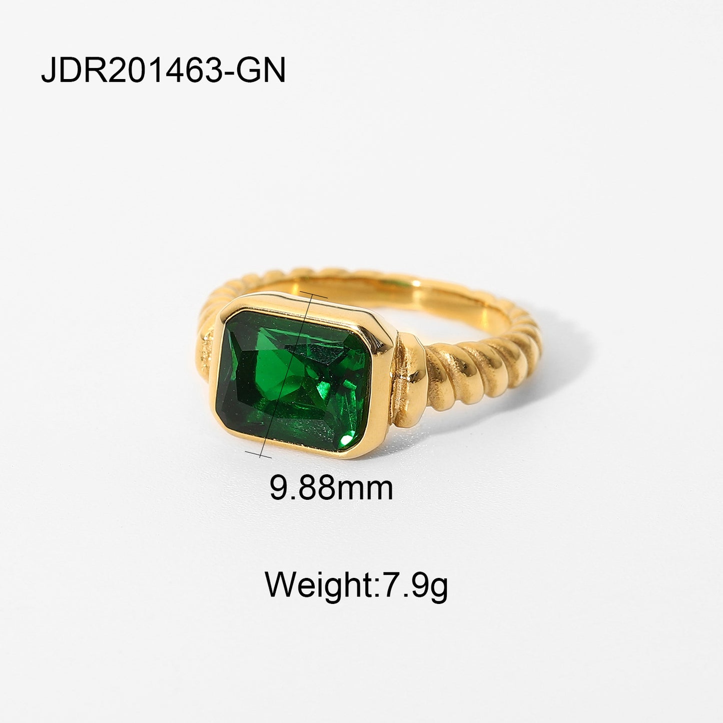 Heart Geometric Stainless Steel Plated Ring with Cubic Zirconia for Women