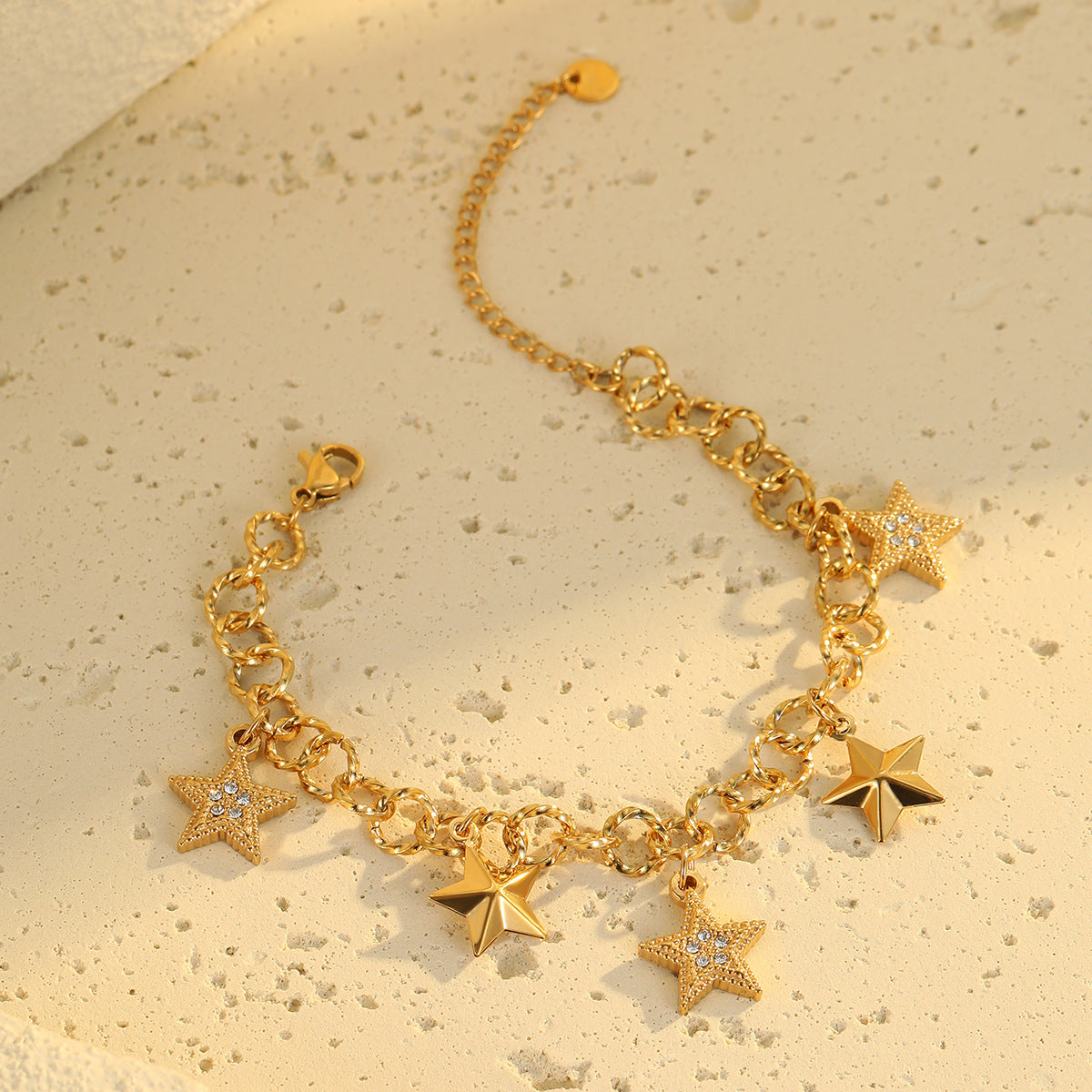 Fashionable Butterfly and Floral Pendant Bracelet in Stainless Steel with Plated Finish for Women