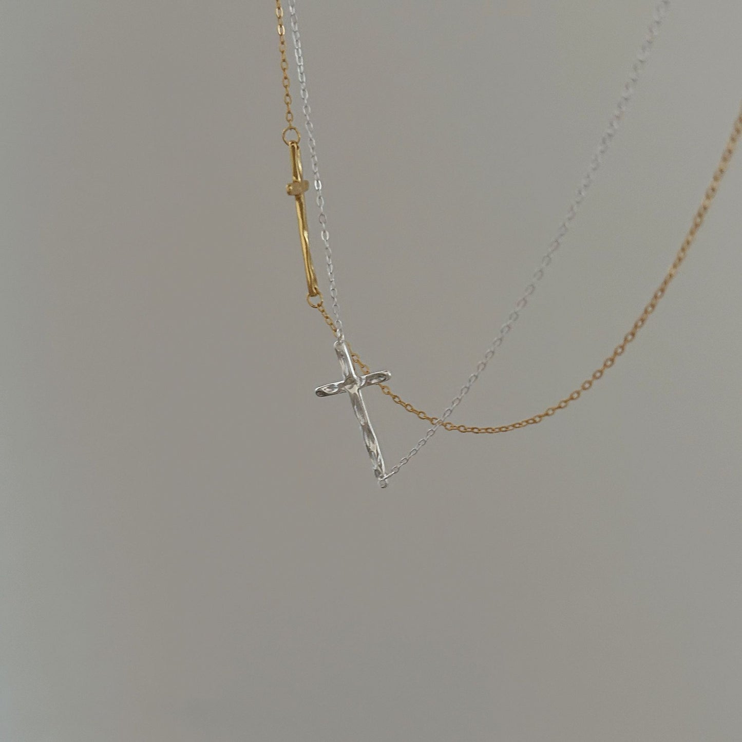 Geometric Cross 925 Sterling Silver Woven Ball Chain Necklace