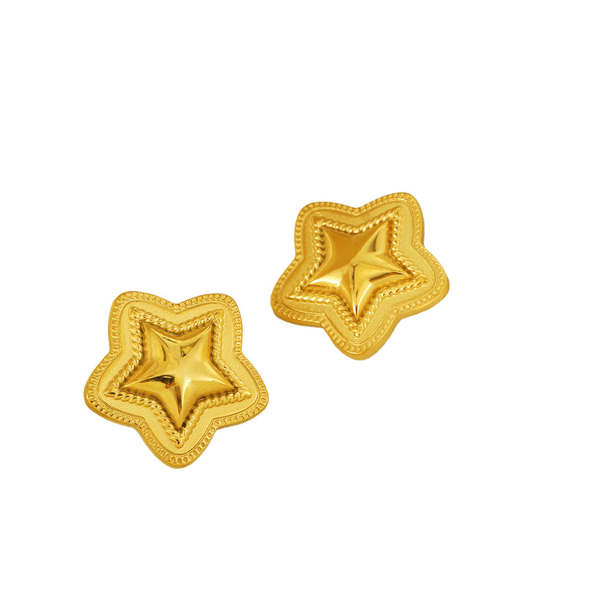 Minimalist Star-Shaped Titanium Steel Earrings with Gold Plating for Women, Fashionable Office Wear Style