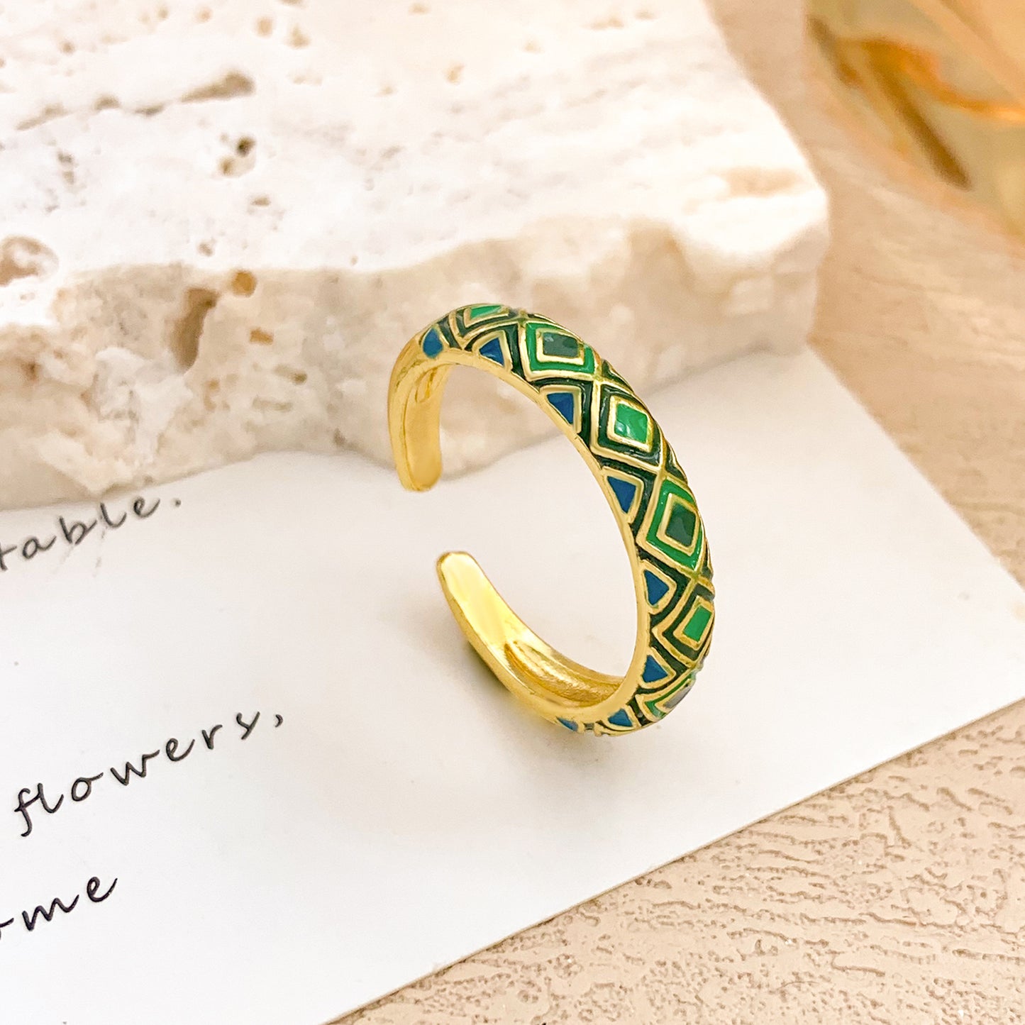 Bohemian Luxury Geometric Alloy Plated Ring for Women