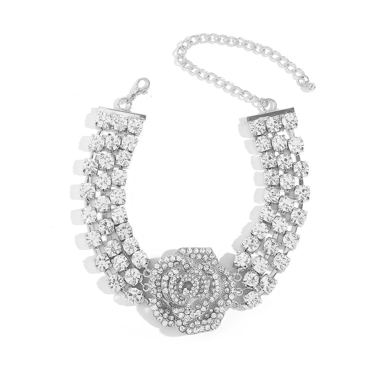 Eleganti orecchini a lobo ispirati al vintage con camelia e strass intarsiati su base in lega, design floreale femminile con frange pendenti
