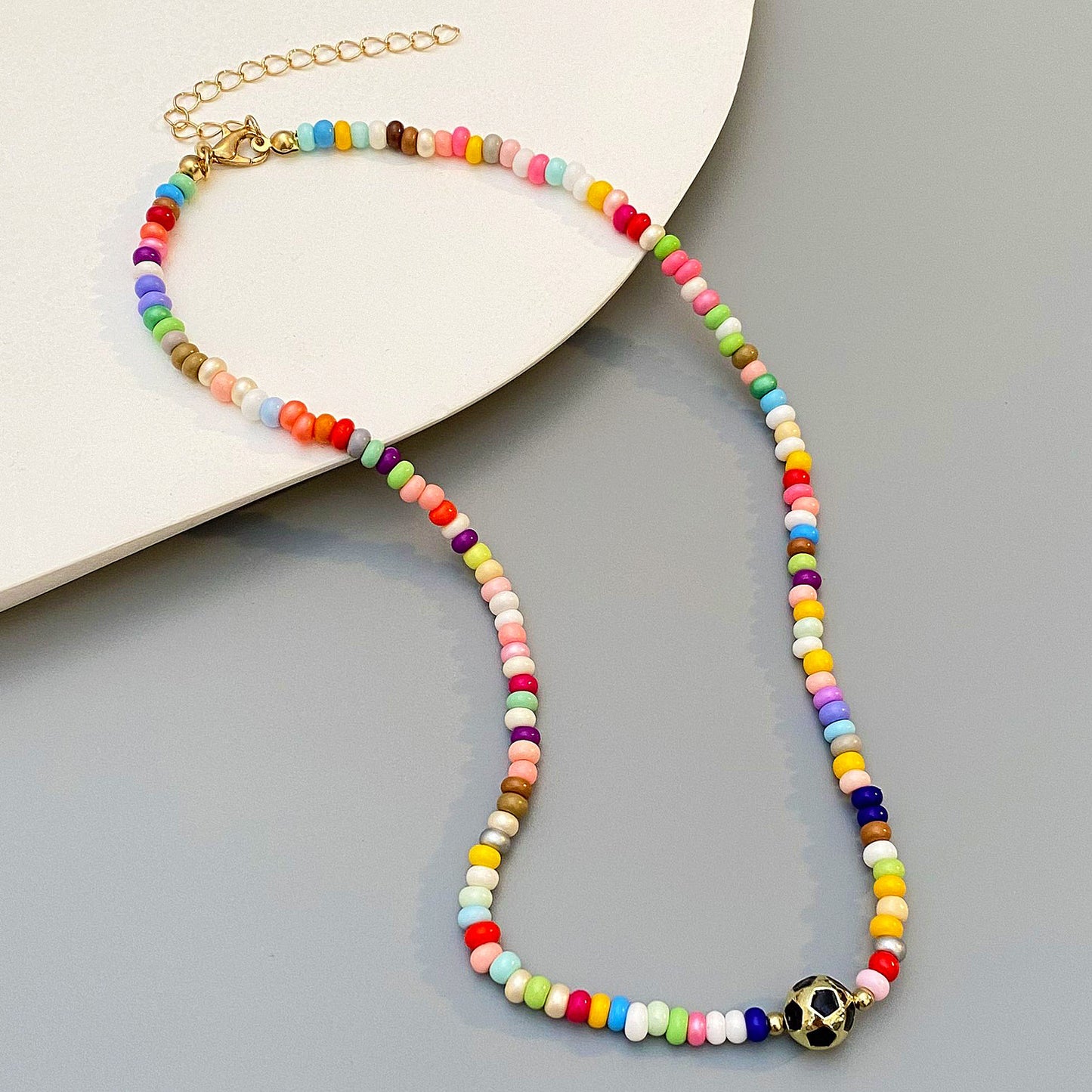 Bohemian Casual Oval Geometric Alloy Ball Chain Necklace for Women