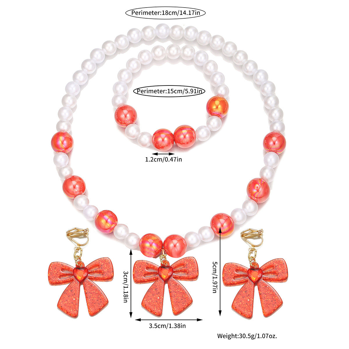 Sweet Butterfly Bow Pendant Necklace for Girls Made of Acrylic and Resin on Beaded Chain Adjustable for Ages 3-10+