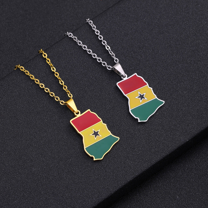 Collana con ciondolo geometrico etnico vintage in acciaio inossidabile con finitura smaltata, unisex