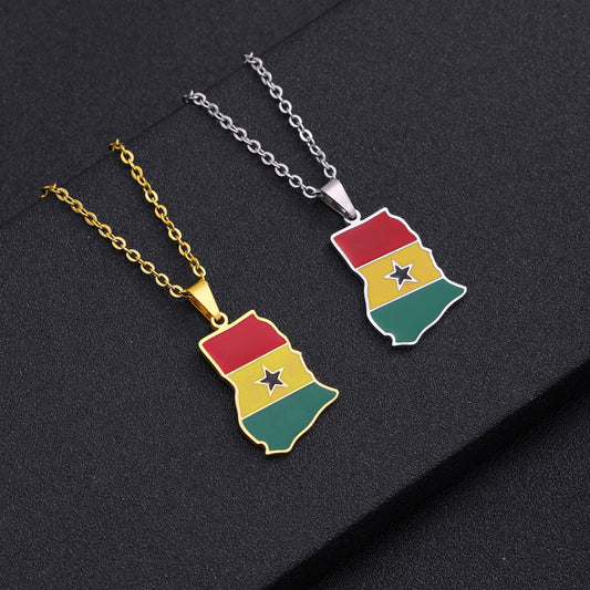 Vintage Ethnic Geometric Pendant Necklace in Stainless Steel with Enamel Finish for Unisex Wear
