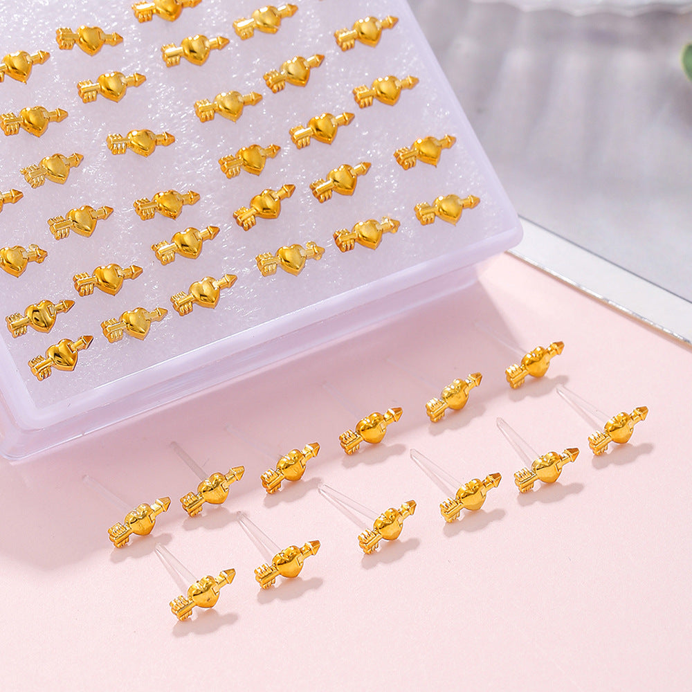 Geometric Round Star Heart Resin Plated Stud Earrings