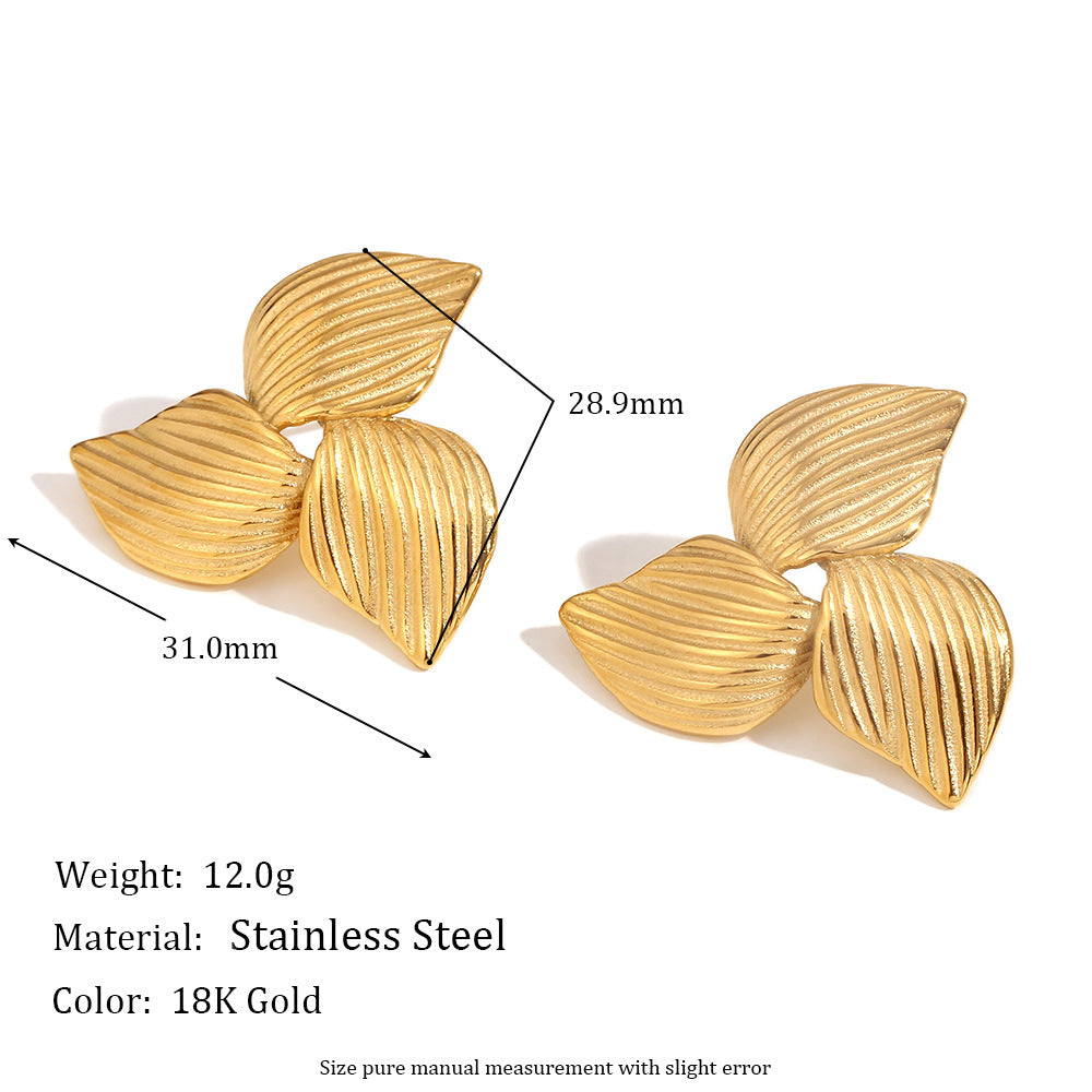 Orecchini da donna con stella marina floreale vintage in acciaio inossidabile placcati oro 18K