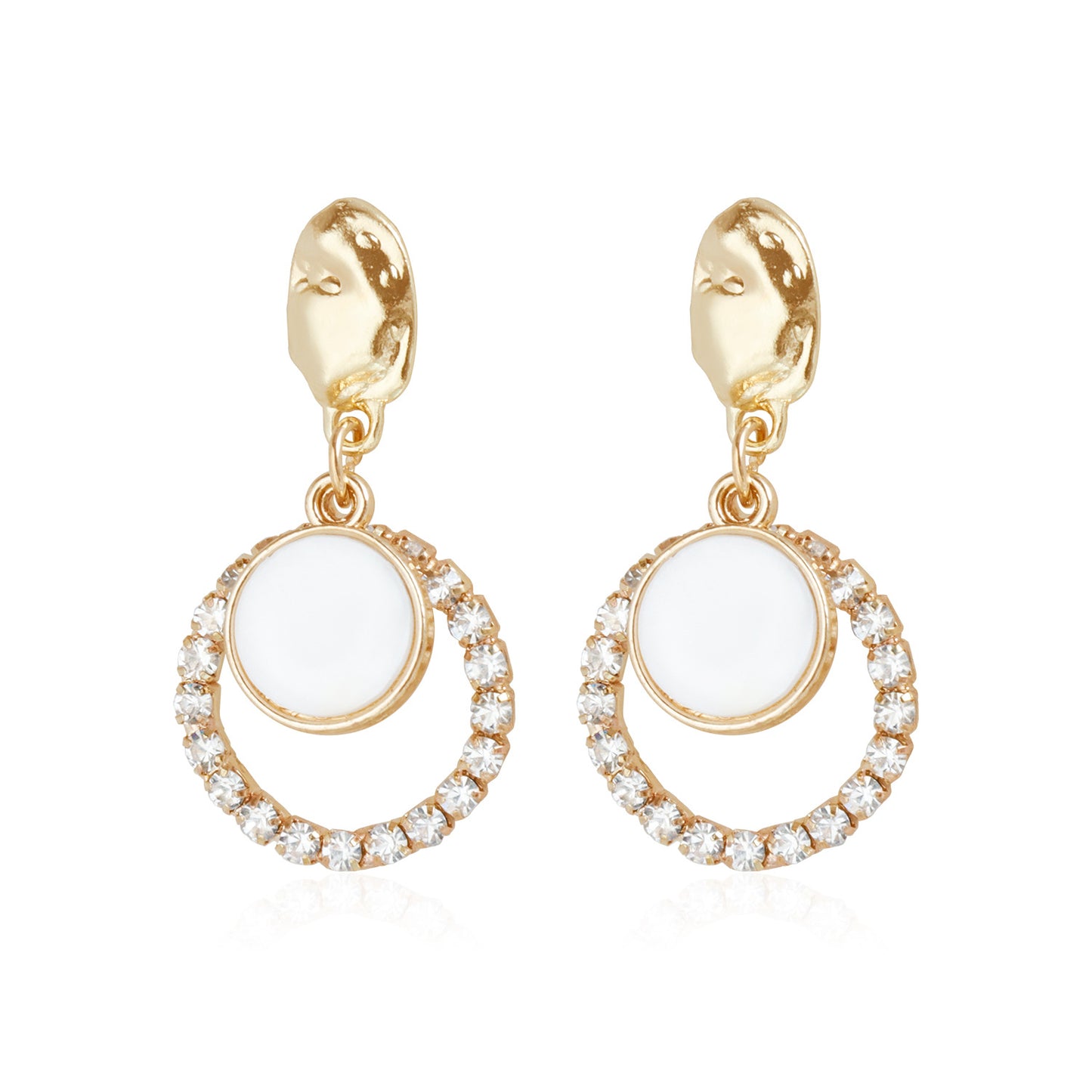 Vintage Geometric Round Rhinestone Inlay Zinc Alloy Earrings for Women