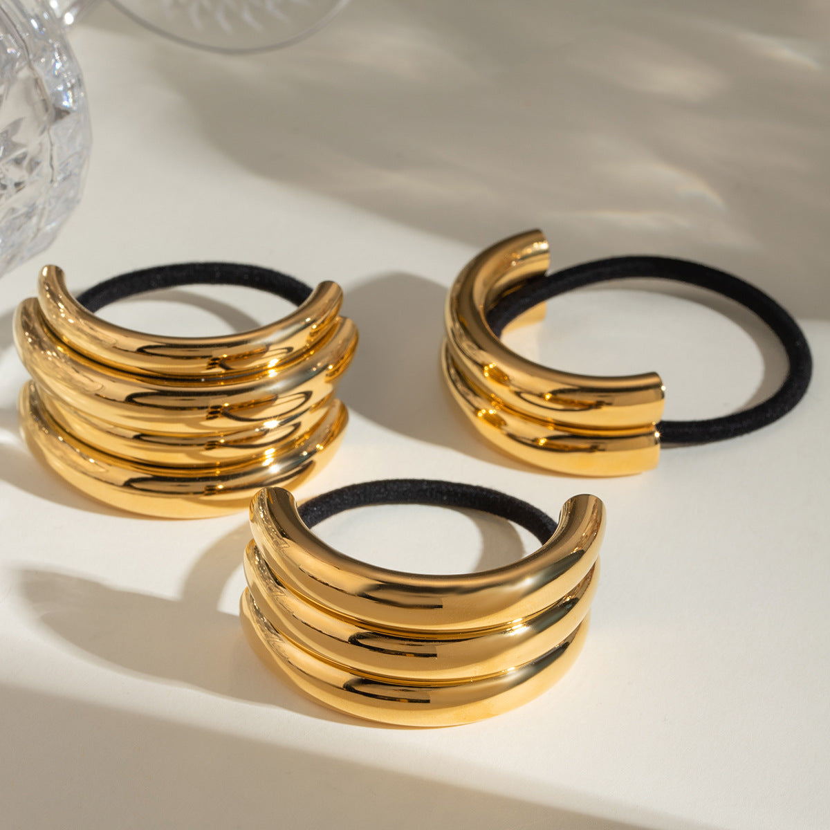 Minimalist Geometric Stainless Steel Hair Tie with Plated Finish for Ponytail