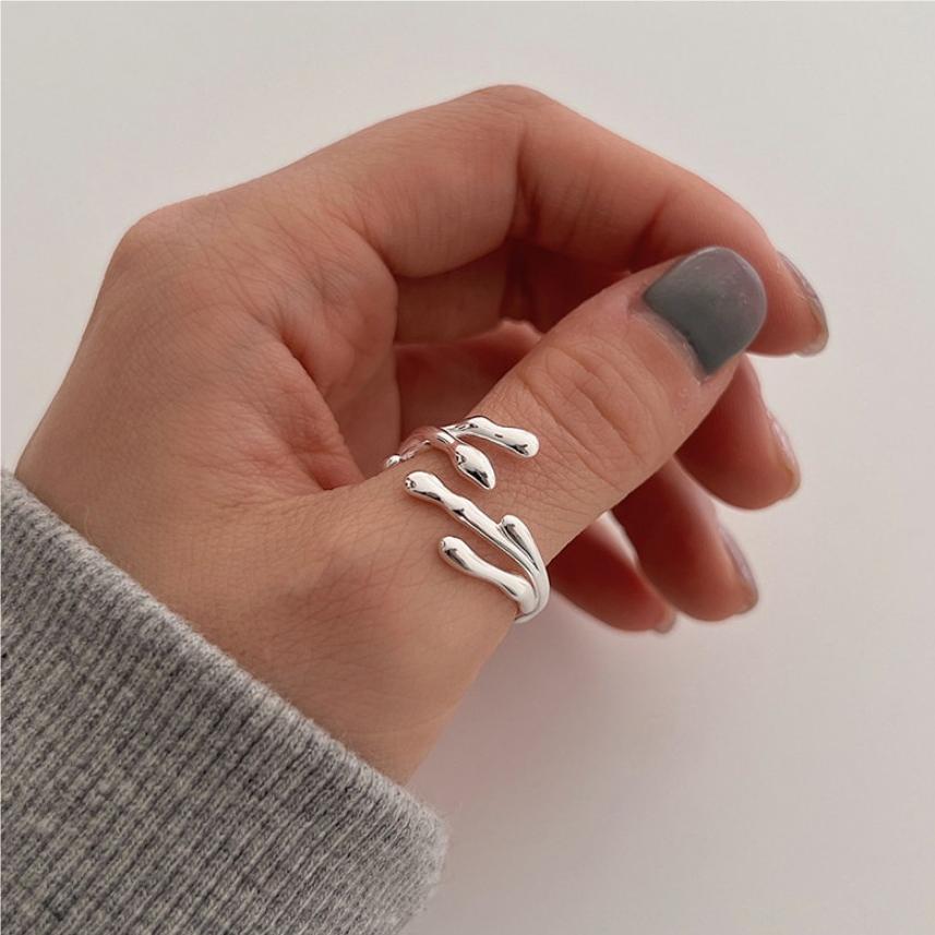 Anello placcato in argento sterling 925 con decorazioni floreali
