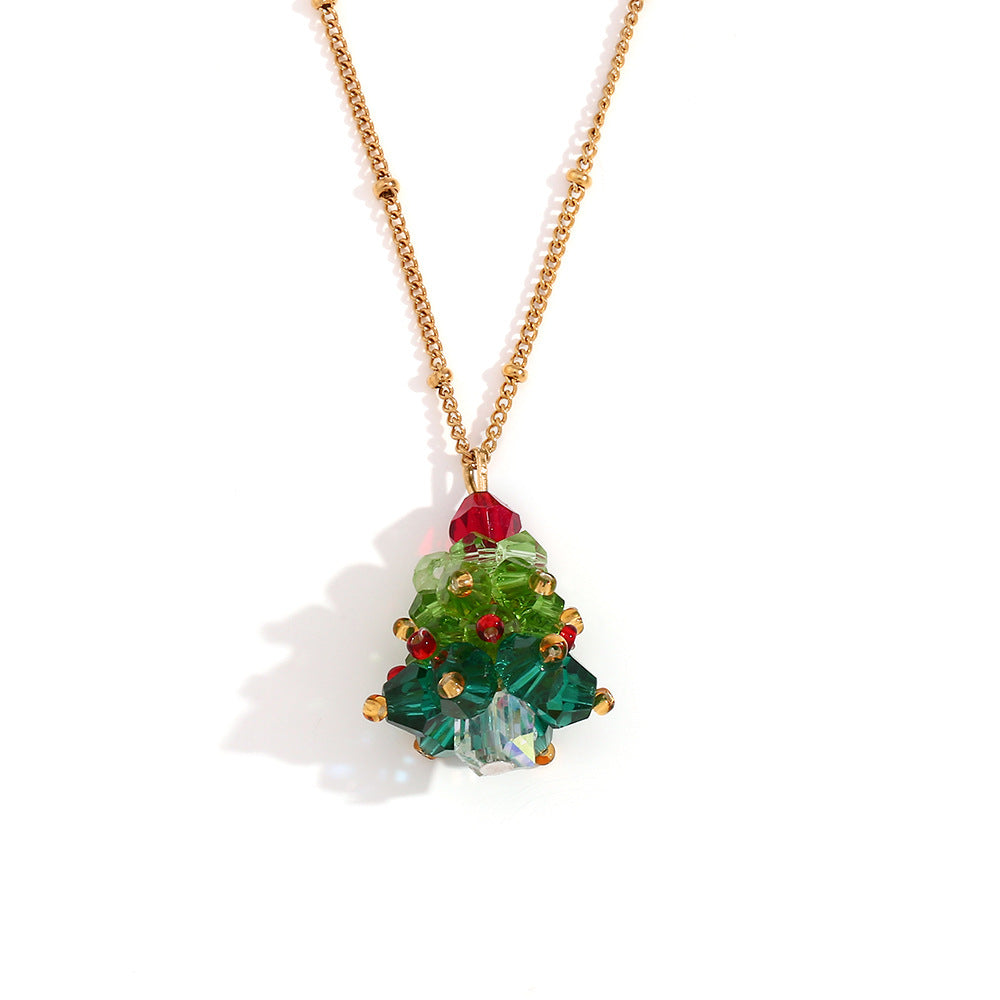 Collana con ciondolo albero di Natale in acciaio inossidabile placcato oro 18K geometrico minimalista da donna