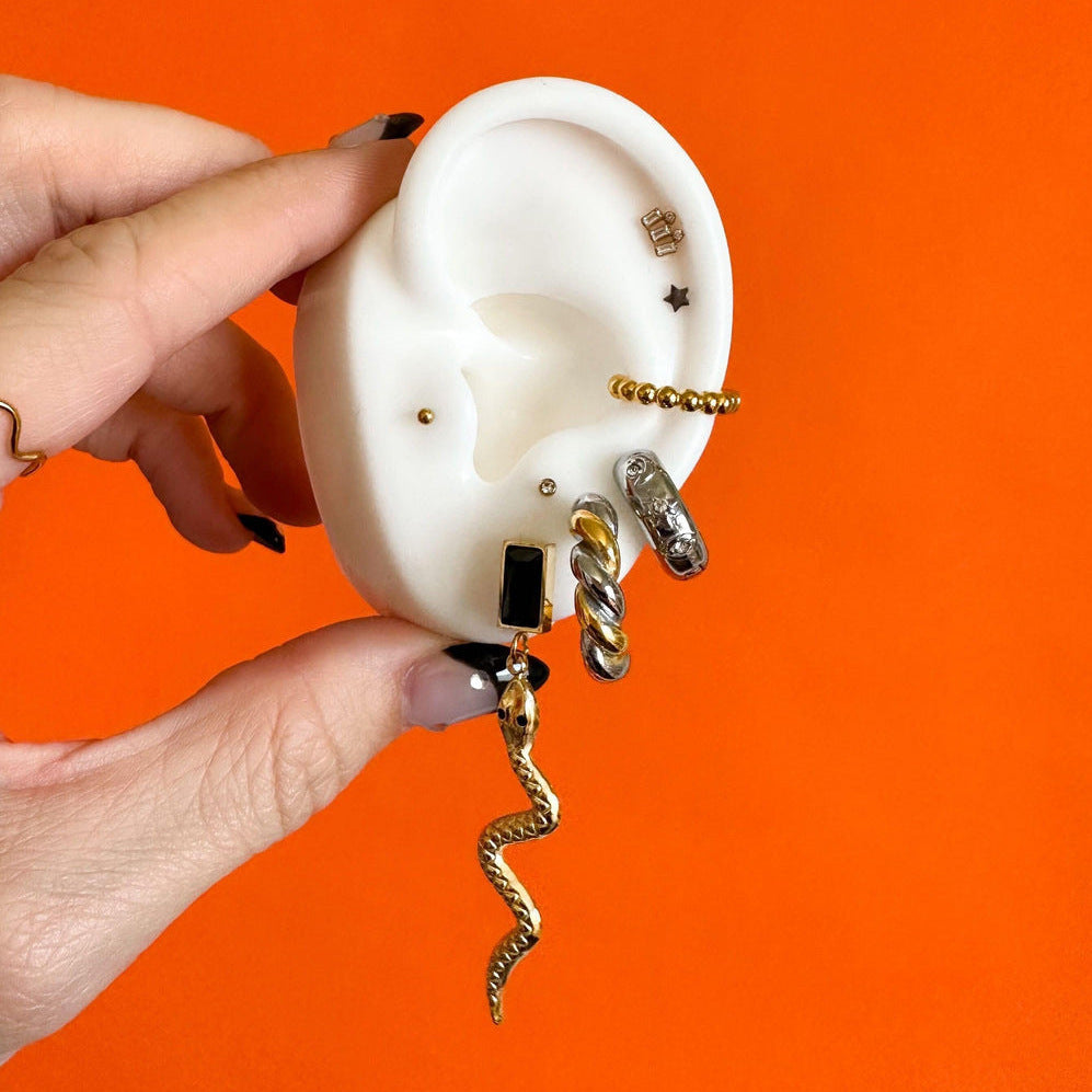 Pendientes de botón sin perforación, de acero inoxidable geométrico chapado en oro con forma de U, elegantes y de moda para mujer