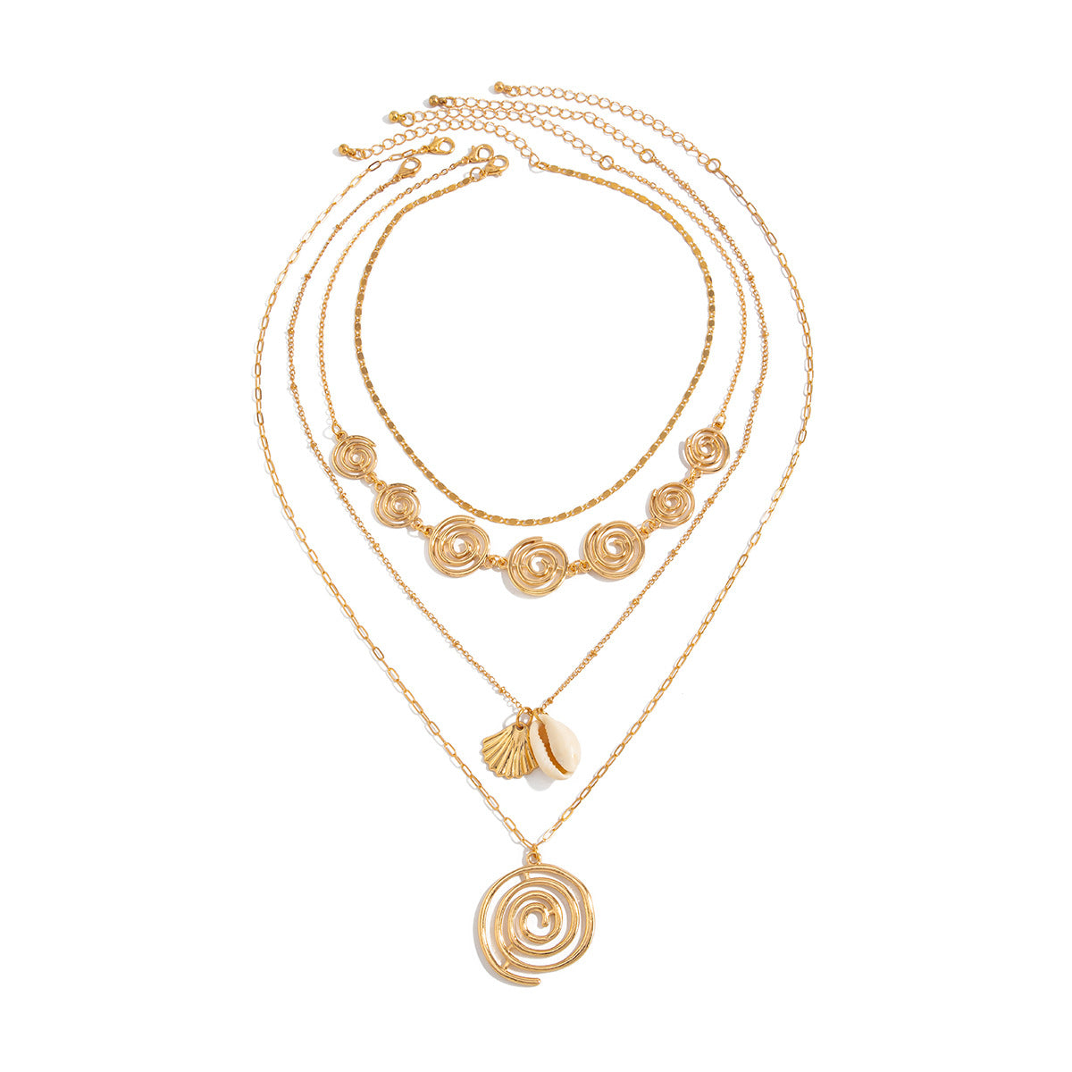 Streetwear Geometric Shell Pendant Plated Zinc Alloy Necklace for Women