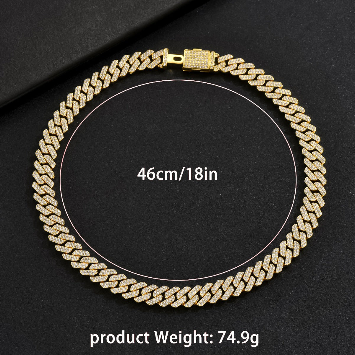 Collar con colgante geométrico de estilo hip hop minimalista para hombre, cadena cubana de aleación de zinc con incrustaciones de diamantes de imitación