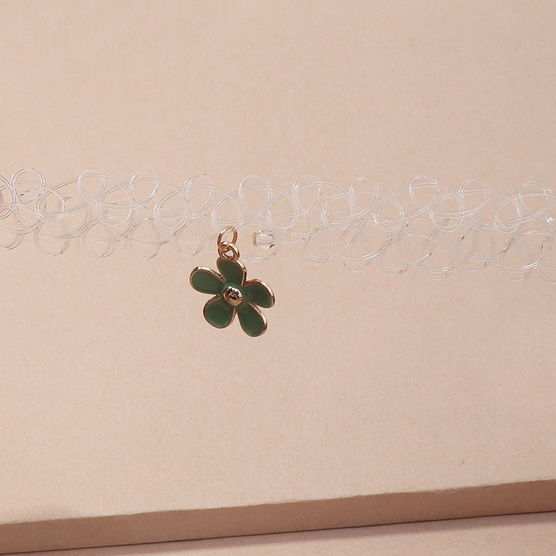 Set di collana girocollo floreale con margherite fatta a mano per bambini, con fascia in tessuto e design stile principessa