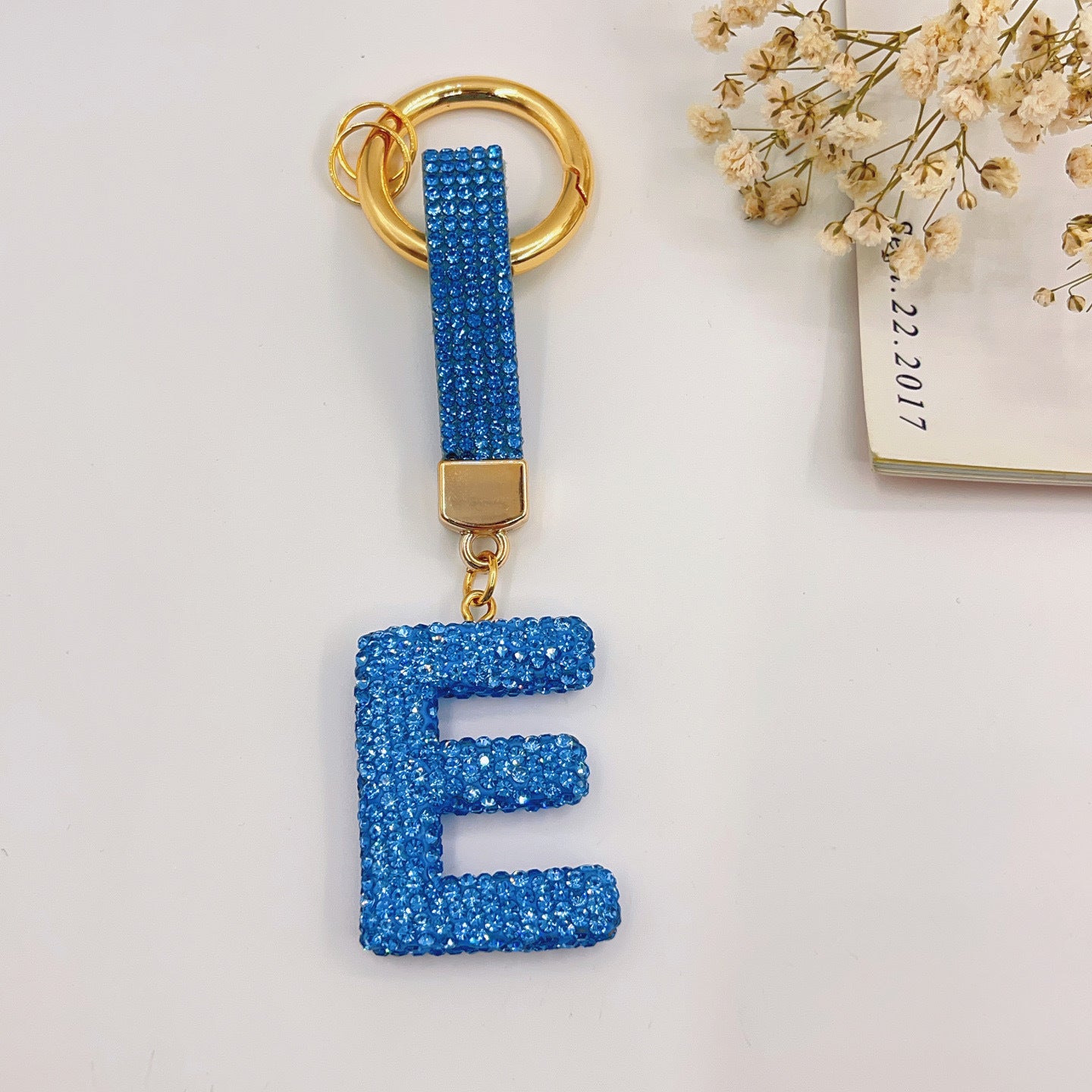 Sweet Rhinestone Inlay Letter Resin Keychain Charm Bar