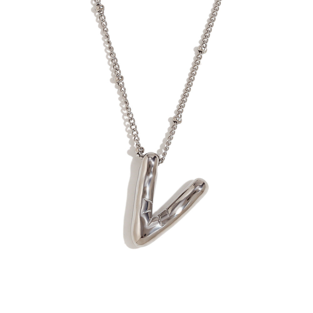 Fashionable Letter-Shaped Stainless Steel Pendant Necklace with 18K Gold Plating for Women