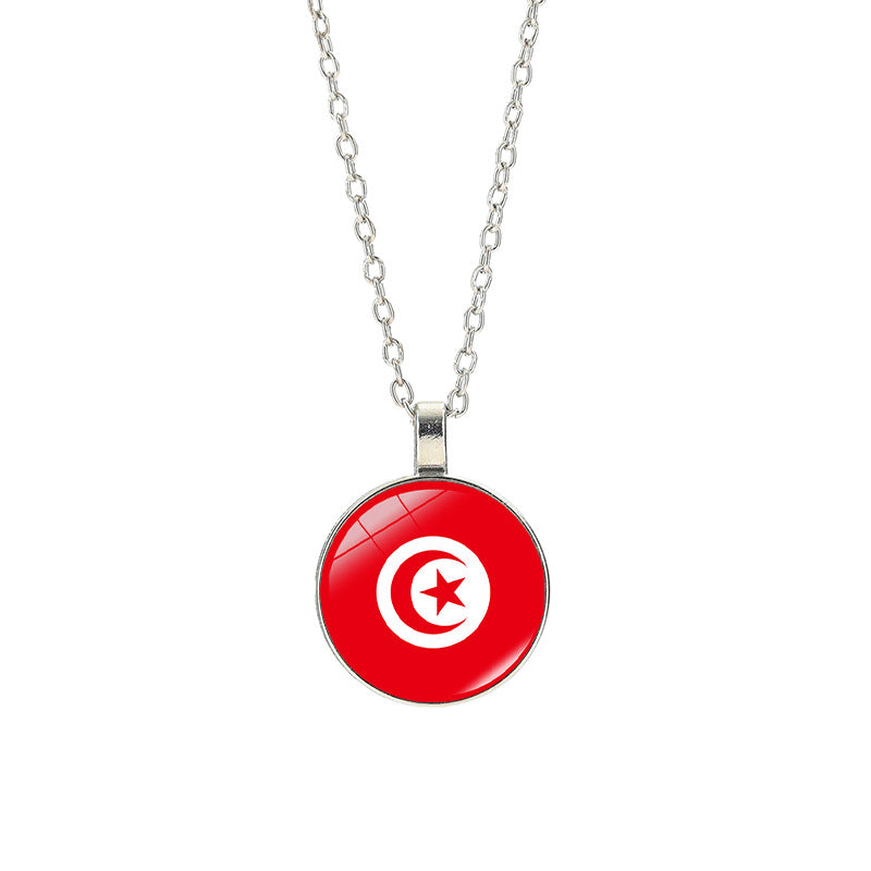 Sporty Geometric Alloy Plated Necklace with Crystal Pendant Unisex Cable Chain